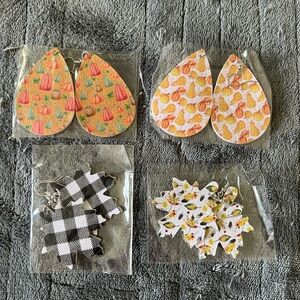 Colorful Pumpkin and Leaf Earrings Set